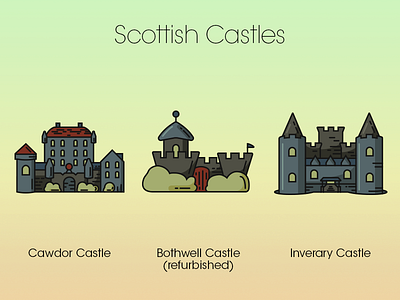 Scottish Castles castle castles design fort icon icons illustration line art outline scotland stronghold travel