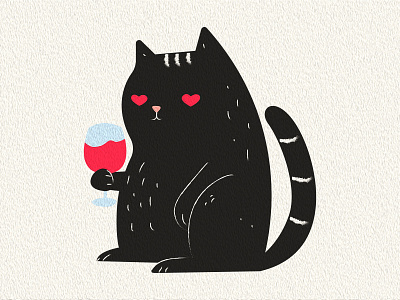 Happy Valentine's Day ❤️ black cat day enamored happy heart holidays illustration love soul valentines