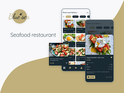 The concept of a mobile delivery application app design delivery figma food fooddelivery mobileapp restaurant seafood ui