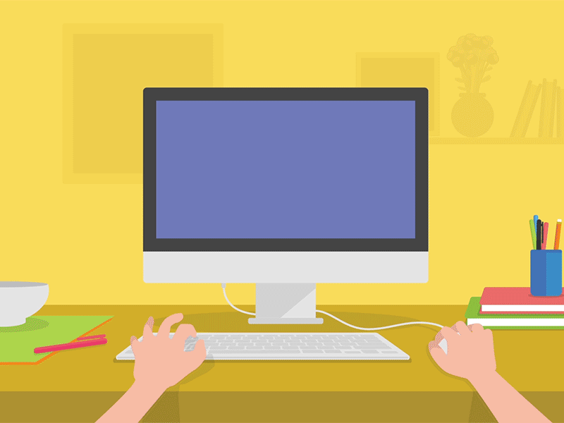 Drag & Drop ui desktop hand imac computer animation illustration flat