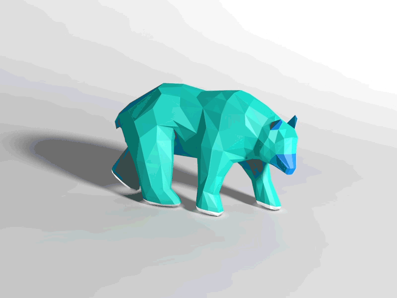 Bluebear-i .obj 3d animation bear free low object poly stuff