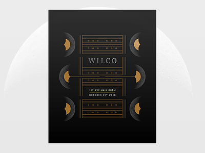 Wilco moon poster band poster gold lines minimal moon poster wilco