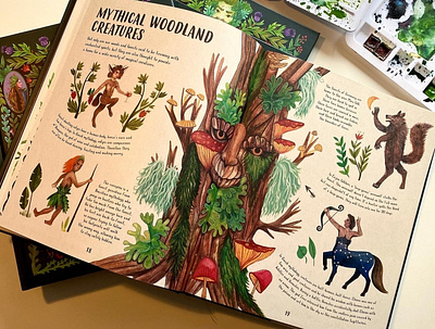 Lore of the Land - Mythical Woodland Creatures botanical childrens book illustration folklore illustration