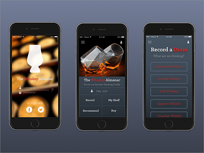 The Whiskey Almanac App app flat ios iphone 6 ui ux whiskey
