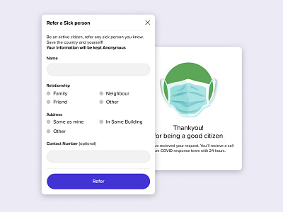 Form UI design for ArogyaSetu COVID App