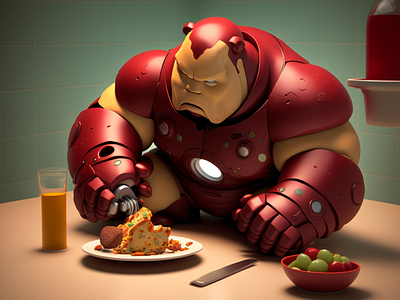 Fat Iron Man Miniature 3d graphic design