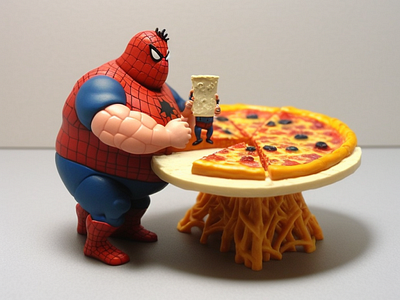 Fat Spiderman Miniature 3d graphic design