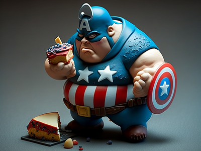 Fat Captain Marvel Miniature 3d art digital design graphic design
