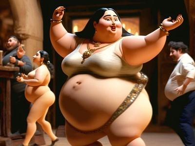 Fat lady doing belly dance