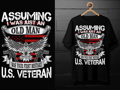 Veteran illustration T-Shirt design template for Veteran