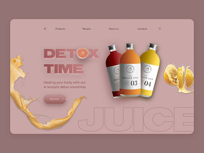 Detox time branding design drink fresh fruits graphic design healthy juice organic ui ux web design
