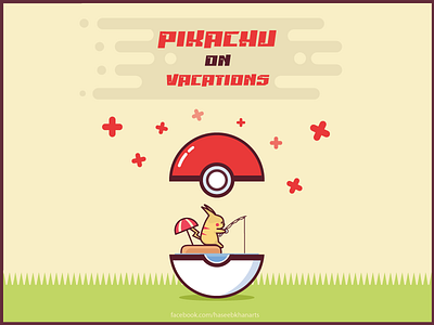 Pikachu on Vacations adobe illustrator pikachu pokeball pokemon vacations