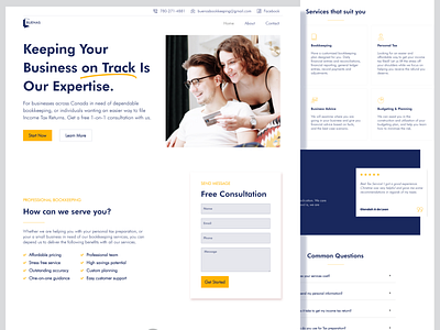 Landing Page - Buenas Bookkeeping and Tax Services accounting bookkeeper business homepage landing page marketing minimilistic web design webpage website