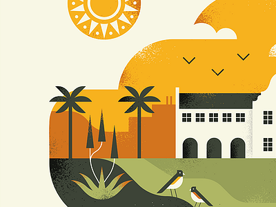 Sunset african birds building cityscape durban illustration nature palms sunset texture vector warm