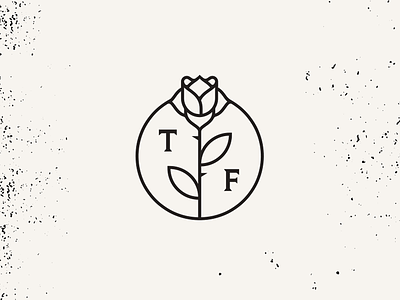 TF Logo circle graphic icon logo one colour plant rose symbol texture type