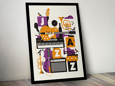Jazz Poster bird composition design illustration instrument jazz poster smoke texture vector
