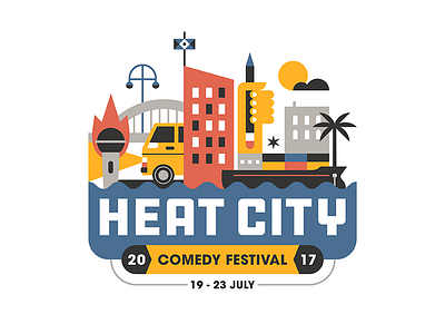 Heat City badge building durban event festival flat lockup logo simple vector