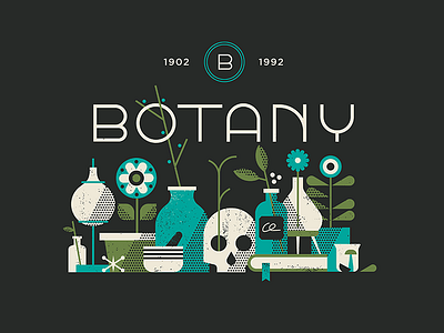 Botany botany deco flowers illustration logo nature plants texture type vector vintage