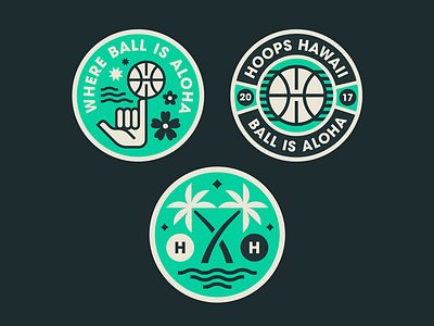 HH Brand Assets badge basketball design graphic hand hawaii logo palms vector waves