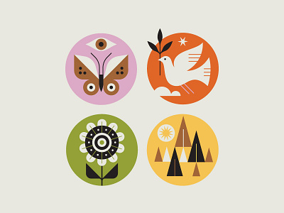 Graphic Bits bird butterfly circle design flower graphic icon illustration simple tree