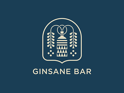 Ginsane african bottle branding flat gin graphic icon logo mark plant symbol vector