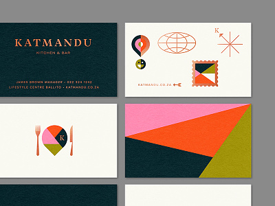 Katmandu Restuarant branding business cards design flat graphic icon identity illustration restaurant simple stationary typography vector