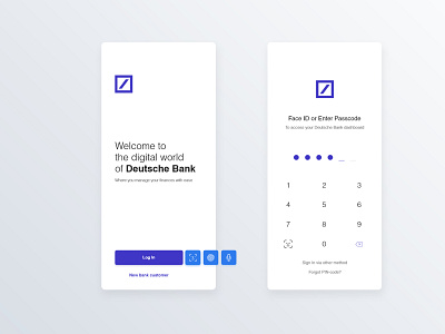 Deutsche Bank - iOS Login screen adobe xd android bank crypto design faceid forgotpassword interface ios krsdesign login logout mobile mobileui ui uidesign ux wallet