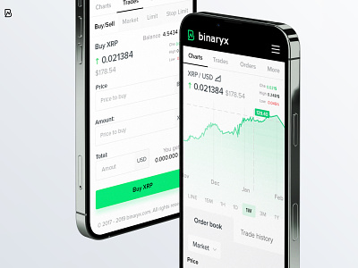 Mobile cryptocurrency exchange trade view - Binaryx