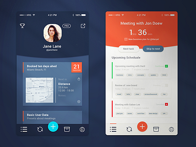 Meeting & schedule app app blue digital free krs mobile modern red ui user center design ux web