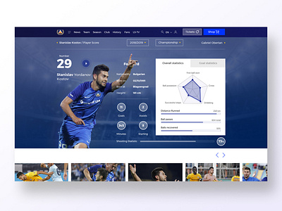 Player card adobe xd blue football football club galery krs krsdesign levski levski sofia responsive sport sports design statistics ui uidesign user center design ux