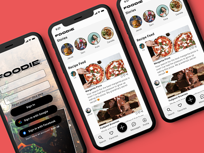 Foodie App app design ecommerce fashion food illustration social media store stories ui ux yum