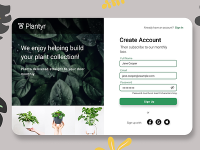 Plantyr Sign Up