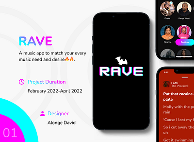 RAVE music app app design music product design rave ui uiux ux