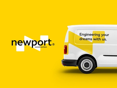 dribbble newport construction 21 brand branding combination mark construction livery lockup logo logo mark logodesign mark mockup paint print transportation van visual identity yellow