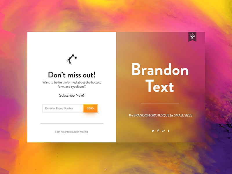 ✒️ Brandon Text Font | Subscribe UI vector share submit ux typography type text font brandon subscription subscribe ui