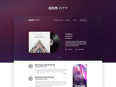 EDM City landing page concept city edm font logo minimal music process progress text vector work