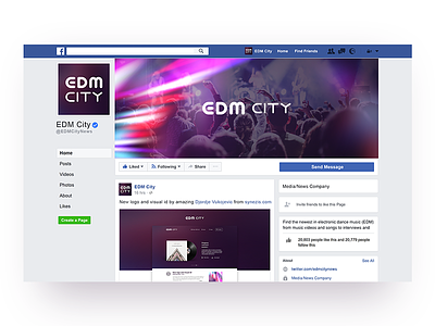 EDM City facebook page city edm font logo minimal music process progress text vector work