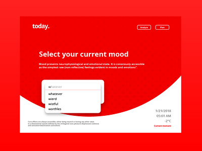 Today UI Mood board animation design red time today ui user user interface ux weather web