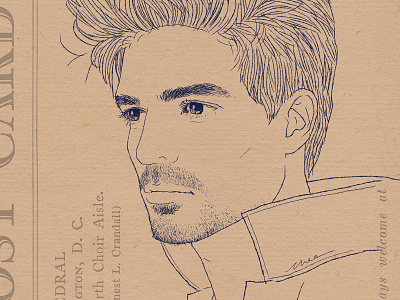 Jean Mariz Portrait illustration ink drawing male model men portrait