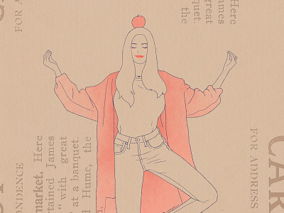 Balancing Life apple balancing life editorial illustration female girl ink drawing women