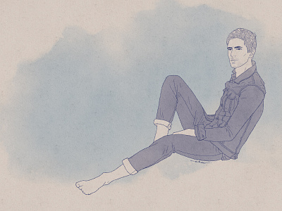 Mathias Lauridsen denim fashion illustration ink drawing jeans male model men