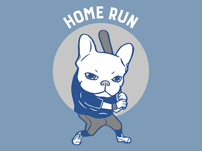 It is time to hit a home run athlete baseball dog drawing french bulldog frenchie graphic design illustration sport summer