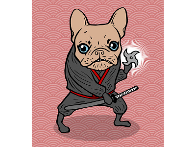 Frenchie Ninja animal art dog drawing french bulldog frenchie illustration japan mysterious ninja shinobi warrior