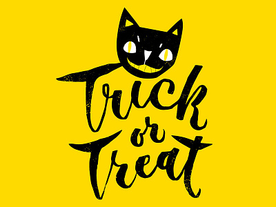 Trick or Treat - Hand Lettering Design black cat brush lettering candy design fun halloween hand lettering kids modern calligraphy spooky trick or treating typography