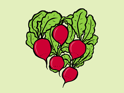 Love for Radishes drawing eat farmers market food fresh produce heart illustration love pop art radish root vegetable