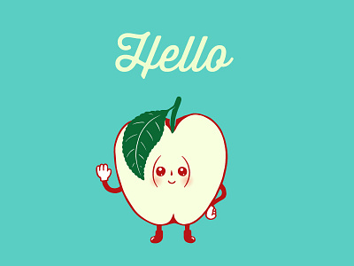 Say Hello to the Apple apple baby cute drawing fruit greeting half hello illustration kids pop art sweet