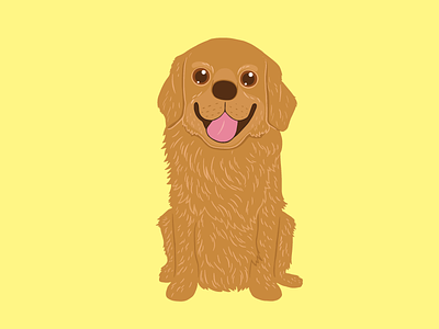 Happy Golden Retriever animal cute dog drawing golden retriever illustration pet puppy