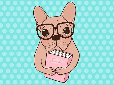 Nerdy French Bulldog animal book cute dog french bulldog frenchie illustration nerdy pet puppy read shy