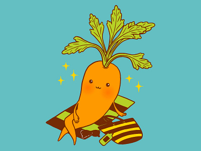 Carrot On Vacation carrot cute drawing enjoy life get tanned good life illustration relax sunbath vacation vegetable veggie