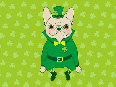 Cute French Bulldog is Feeling Lucky on St. Patrick's Day dog drawing french bulldog frenchie green illustration irish lucky pet puppy shamrocks st. patricks day